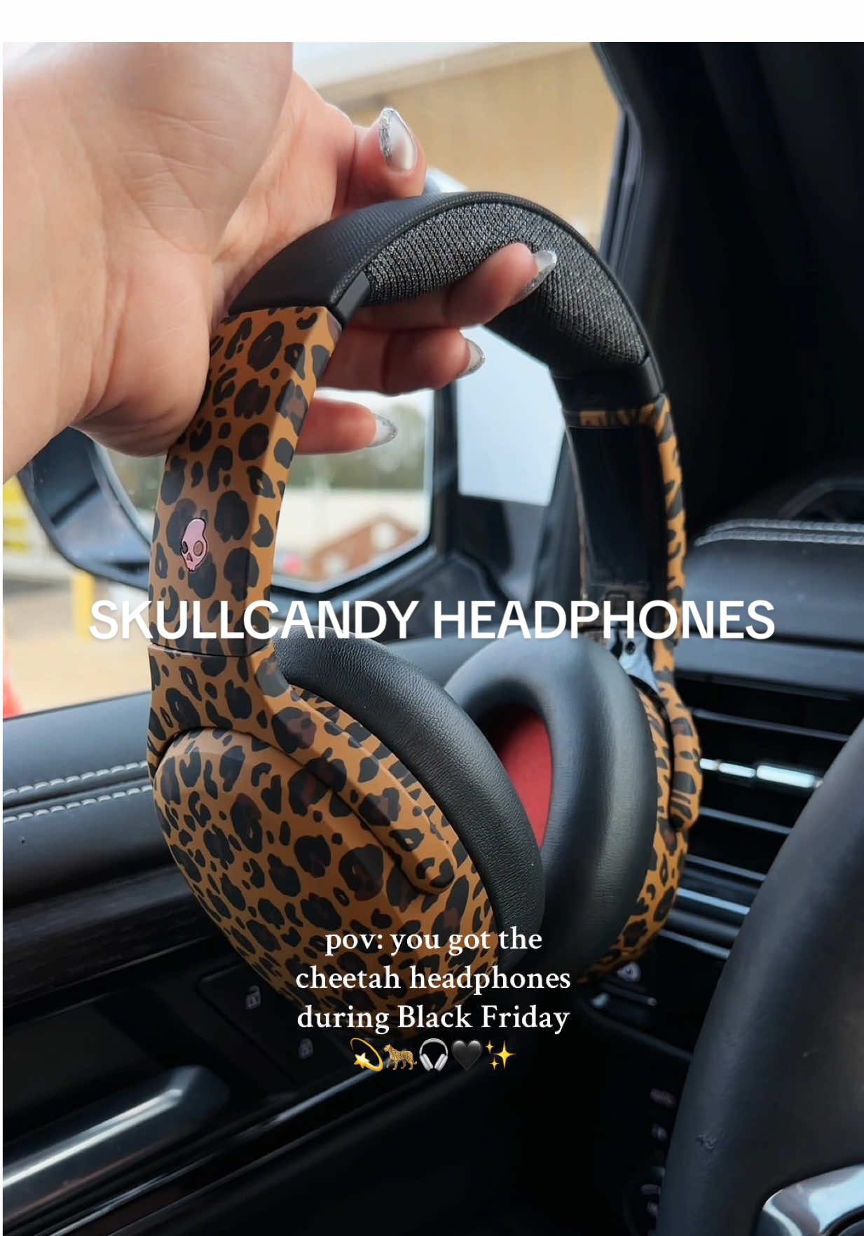 TikTok post by @chantlycaree for Skullcandy. Caption reads: [...] the active noise cancellation....