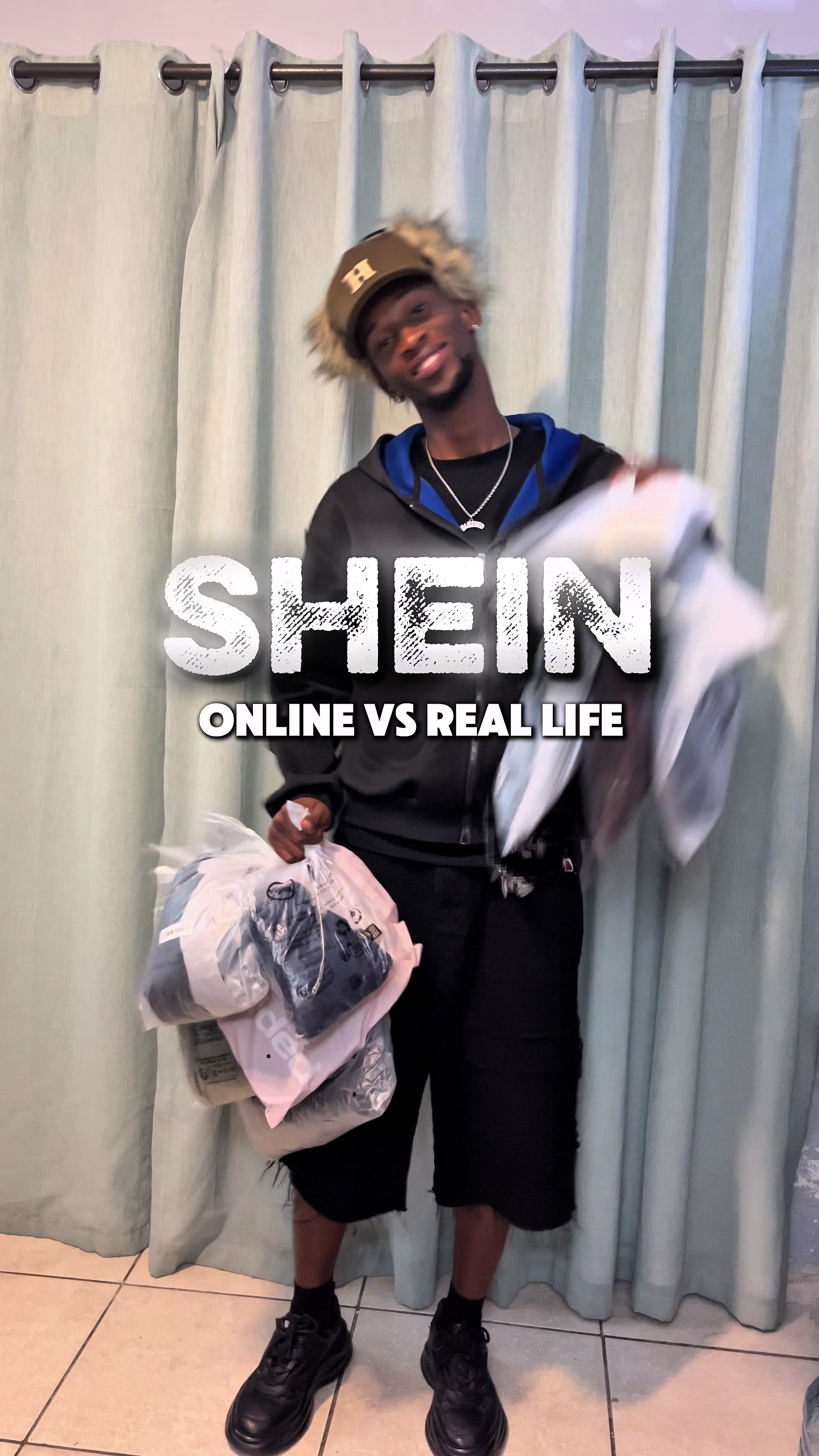 TikTok post by @yourfavouritedyan for SHEIN MEN. Caption reads: [...] @SHEIN @SHEIN ZA @SHEIN MEN #SHEINtrends....