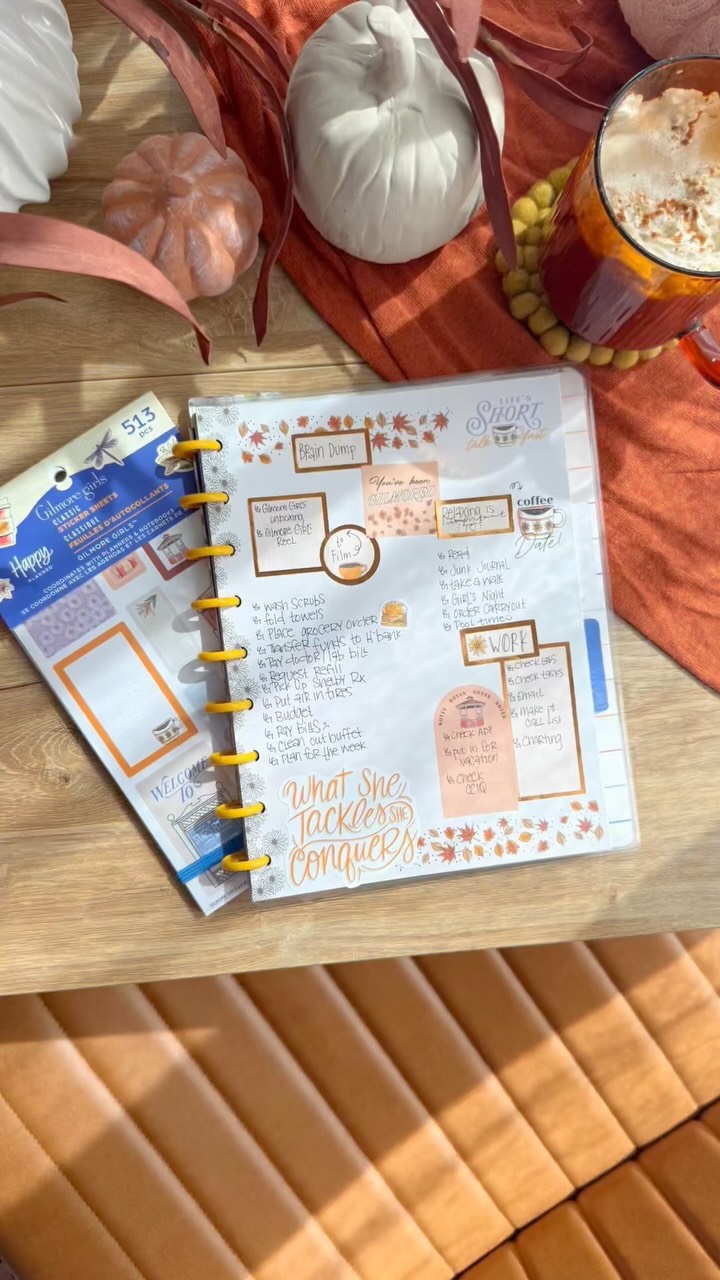Instagram post by @fake.it.til.ya.make.it for The Happy Planner. Caption reads: If you love fall and the Gilmore Girls then you....