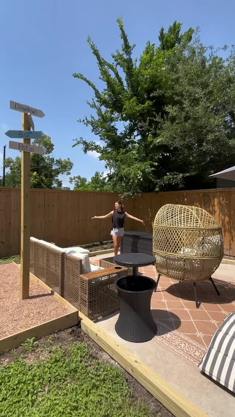 Instagram post by @carissareeseee for Wayfair. Caption reads: [...] patio project was adding furniture from....