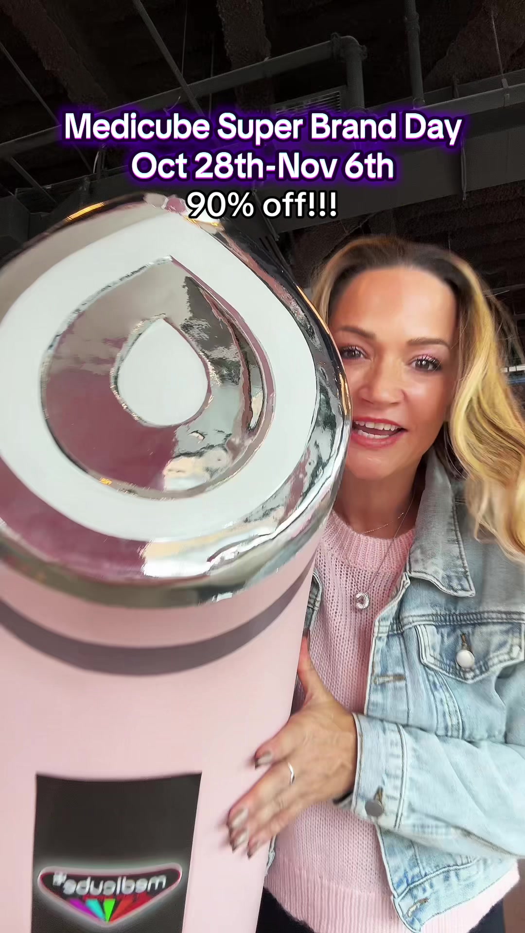 TikTok post by @thatlagirl_shop for Medicube. Caption reads: Medicube Super Brand Day Sales!! Get [...].