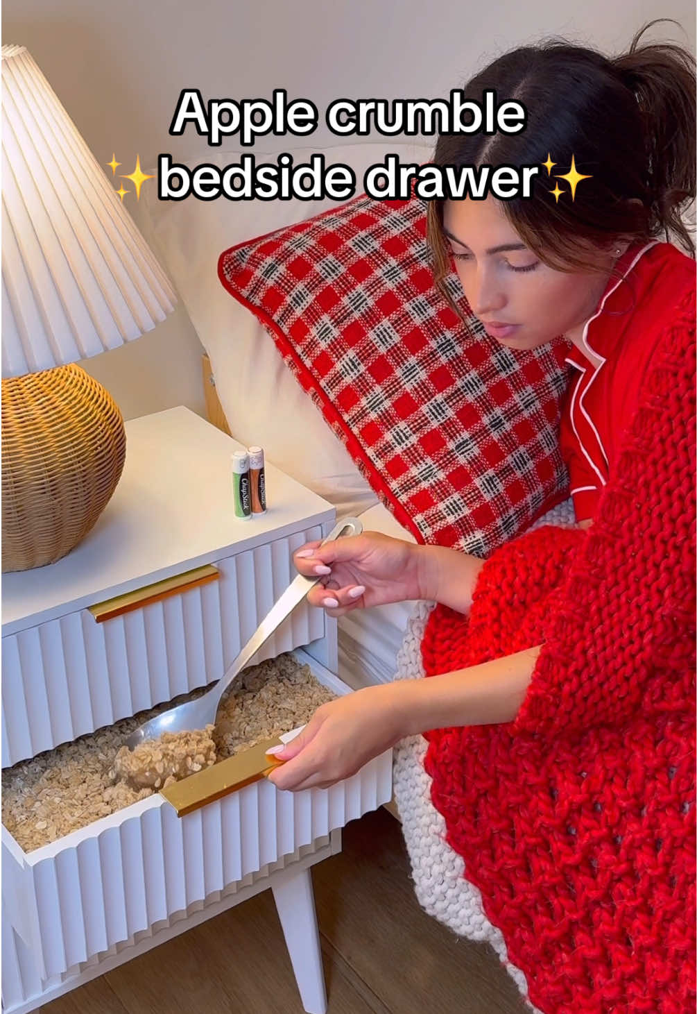 TikTok post by @itsmeju1iette for ChapStick. Caption reads: [...] crumble drawer is fully stocked 😌....