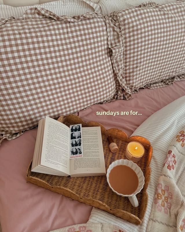 Instagram post by @livingwithtish for NEOM. Caption reads: sundays are for… ☕️📖🍃🕊️ gifted items tagged....