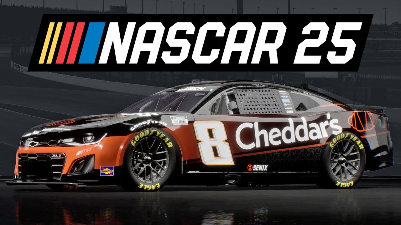 YouTube post by @jfavignano for NASCAR. Caption reads: NASCAR 25 Gameplay and First Impressions.