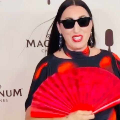 Instagram post by @rossydpalma for Magnum Ice Cream. Caption reads: 💃🏽MagnumFanFun 🪭 #MagnumCannes #magnum....