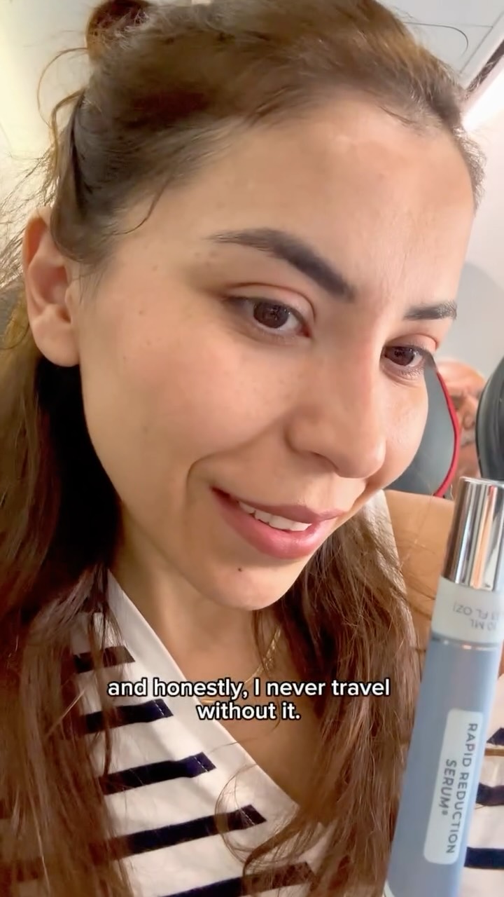 Instagram post by @esma.yucelsat for Plexaderm. Caption reads: After a 12-hour flight, this is how I got my skin....
