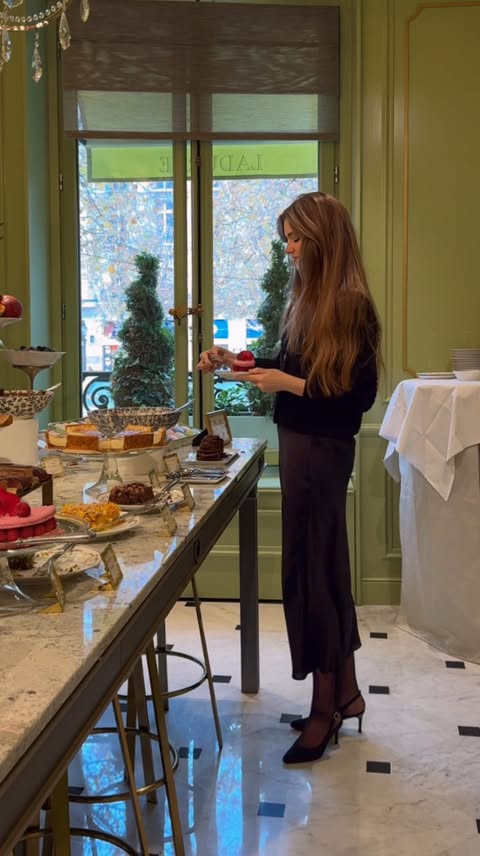 Instagram post by @segolene.hyppolite for LADUREE PARIS OFFICIEL. Caption reads: If brunch had a maison in Paris, it would be📍....