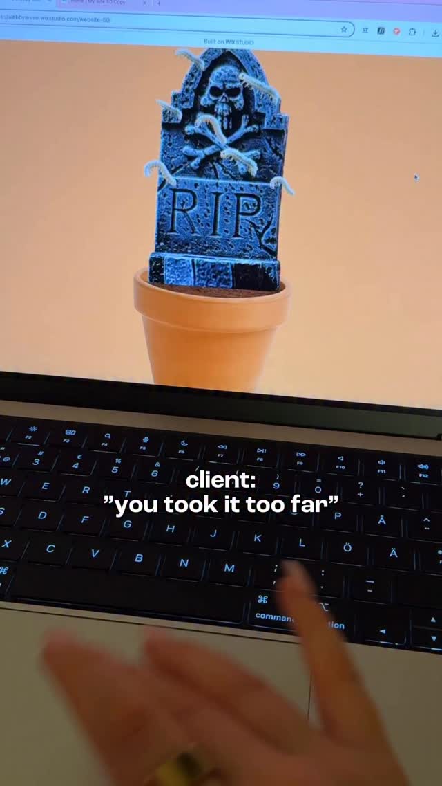 Instagram post by @online.by.annie for Wix Studio. Caption reads: 👻 Spookify clients’ websites? 🤔 The fastest way....