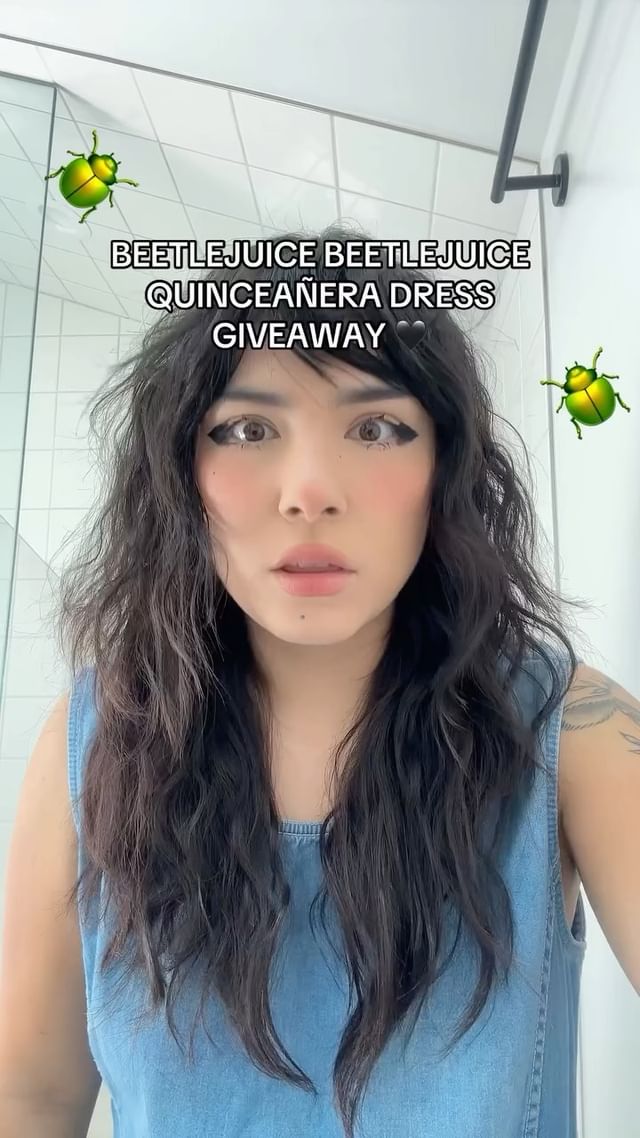 Instagram post by @cvnela for Beetlejuice. Caption reads: [...] me for help to giveaway a custom....