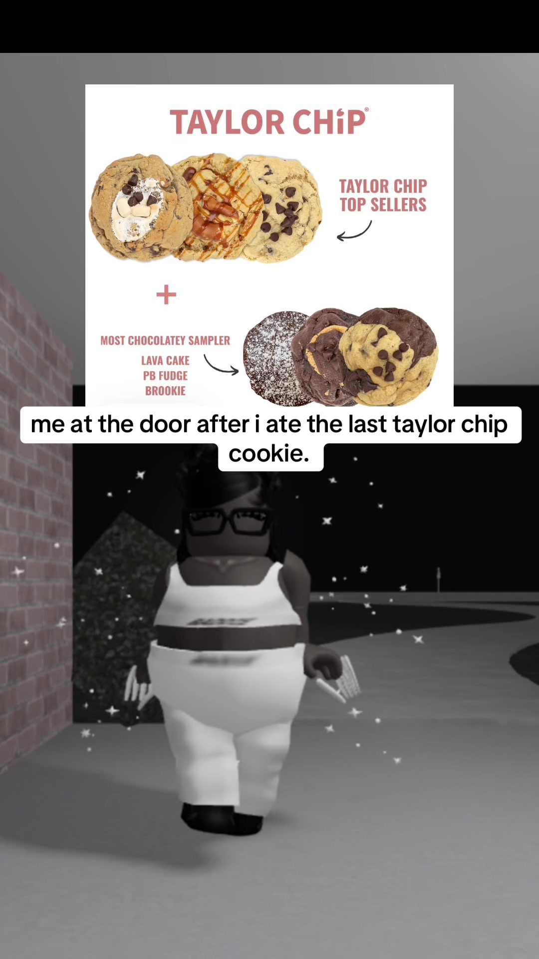 TikTok post by @who.doonk for Taylor Chip. Caption reads: the lava cake one is my favorite😋#robloxfyp....
