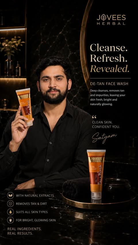 Instagram post by @satyam_rai_sarkar for Jovees Herbal. Caption reads: D-tan Face wash @joveesherbal #joveesfacewash....