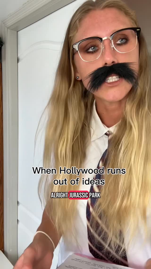 Instagram post by @sarah.elizabeth.hyde for Jurassic World. Caption reads: When Hollywood runs out of ideas #comedy #skit....