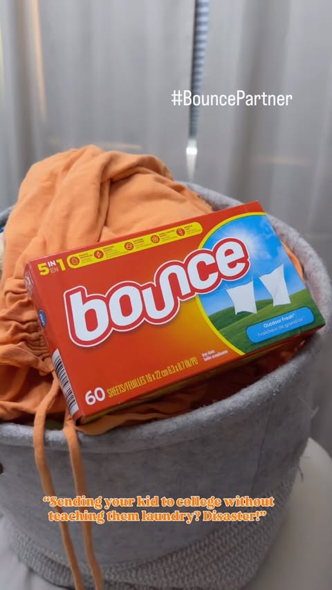 Instagram post by @makeupbyevette_ for Bounce. Caption reads: [...] teaching them the laundry basics too 😂....