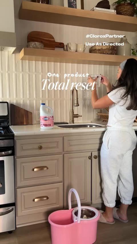 Instagram post by @adriannaasantiago for Clorox. Caption reads: #ad Let’s be honest, bathrooms can be the dirtiest....