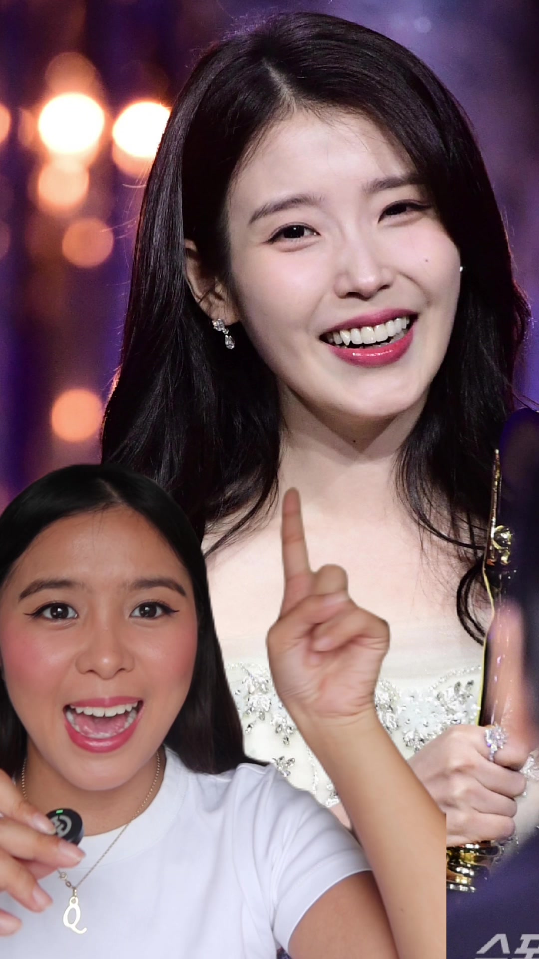 TikTok post by @qascutia for Colgate. Caption reads: [...] how bright IU's smile is? 🤩 With the....