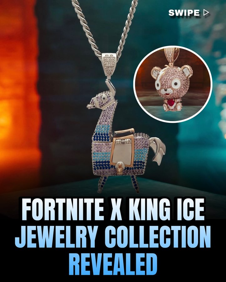 Instagram post by @fortniteignorant for King Ice. Caption reads: Jewelry brand @KingIce has announced a new....