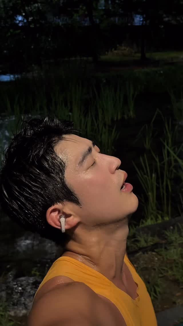 Instagram post by @minq_park for Shokz. Caption reads: Rain. Run. Release. with @shokzkr #opendotsone....