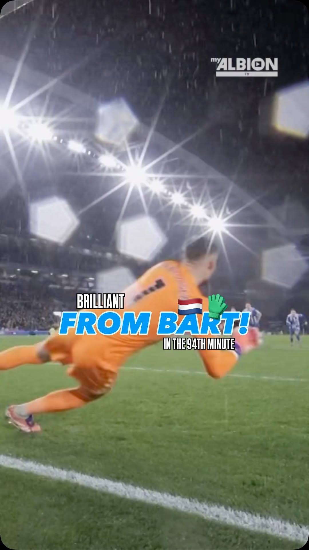 Instagram post by @onsoranje for Premier League. Caption reads: Bart’s penalty save in the 94th minute! 😍⛔️.