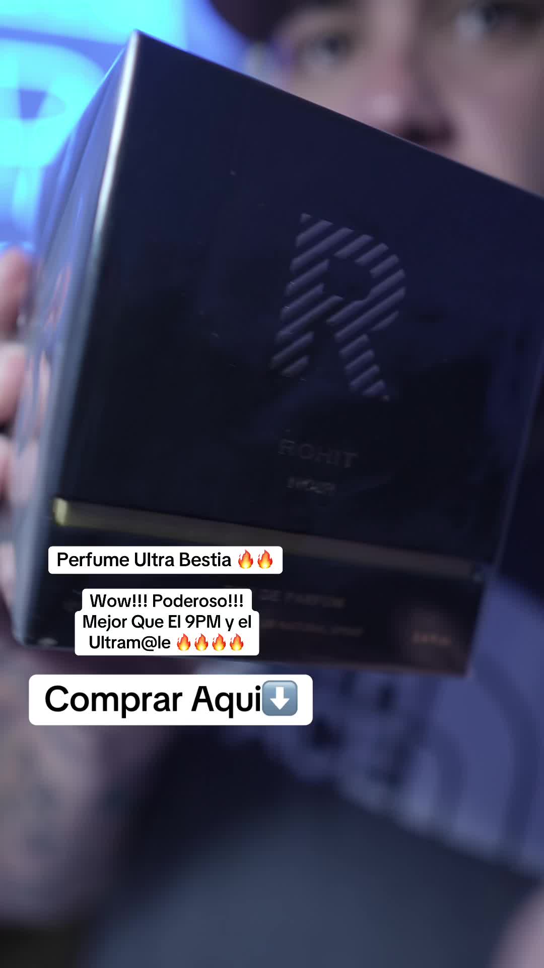 TikTok post by @soyelperfu for Bharara Beauty. Caption reads: @Bharara Beauty Rohit Noir #tiktokshop #fragancias....