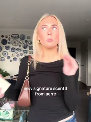 TikTok post by @addibax for Aerre Perfumes. Caption reads: from aerre @Àerre Perfumes all your faces check....