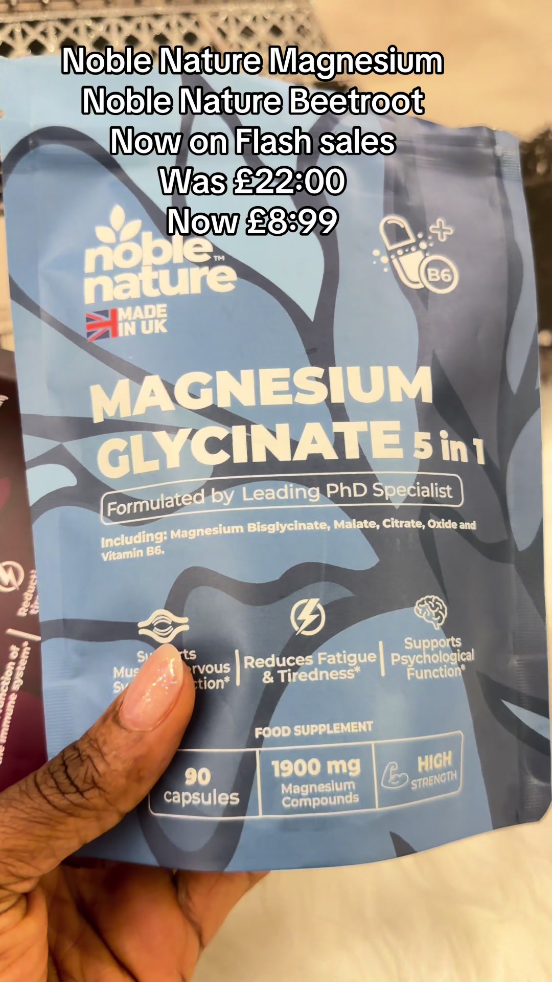 TikTok post by @licia_442 for Noble Nature. Caption reads: @NobleNature Magnesium and beetroot is must have ,....