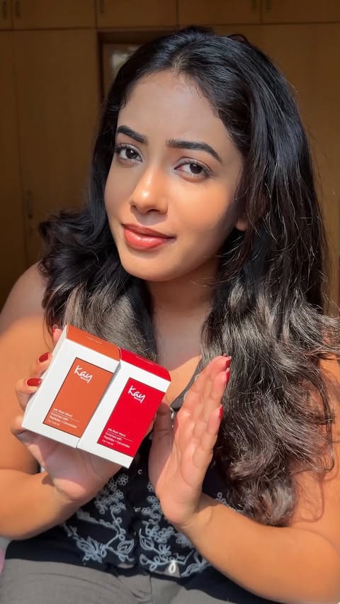 Instagram post by @somrita_d for Kay Beauty. Caption reads: [...] juicy glow all summer 🍑✨ The new Kay Beauty....