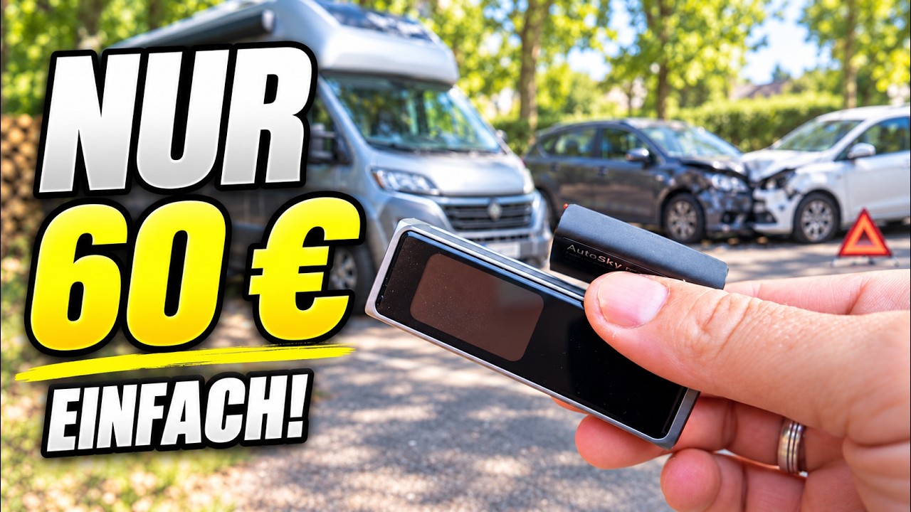 YouTube post by @OnkelKramer for NADIA ANYA. Caption reads: 60 Euro Dashcam: Stick it on, plug it in, done!.