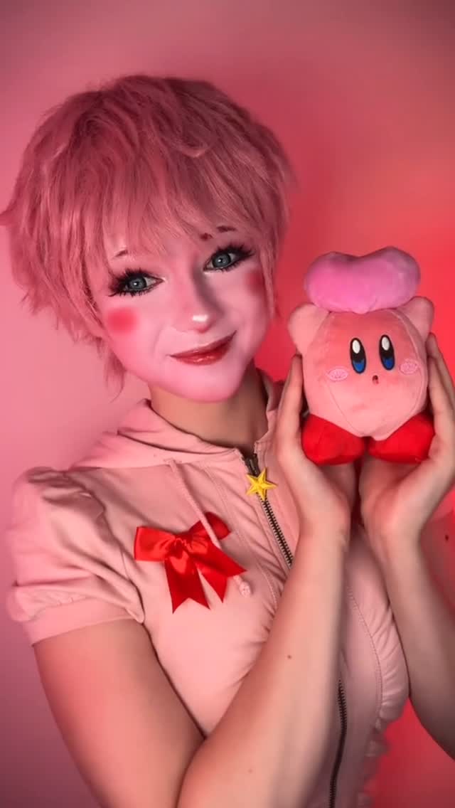 Instagram post by @spilll.thetea for Nintendo. Caption reads: Is it possible to cosplay Kirby… what do you....