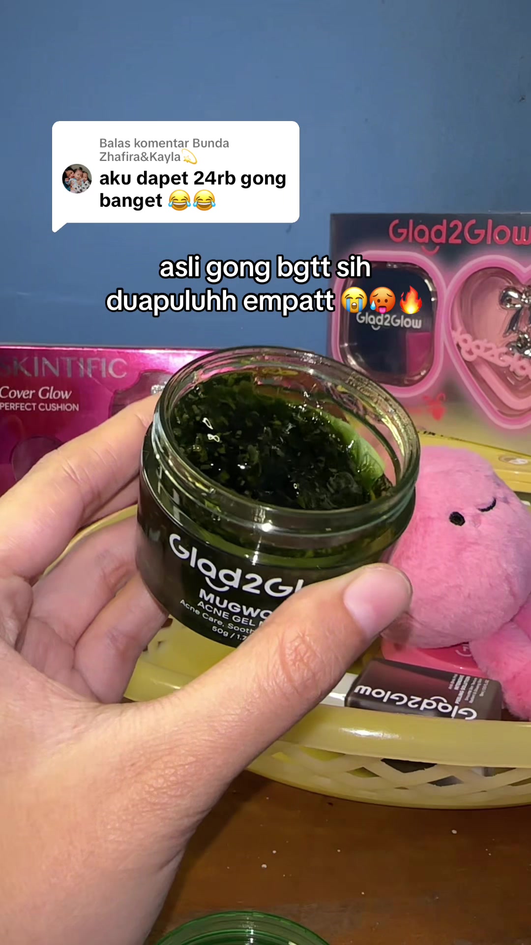 TikTok post by @beautecircle for Glad2Glow Indonesia. Caption reads: Membalas @Bunda Zhafira&Kayla💫 murah bgt 😭🔥....