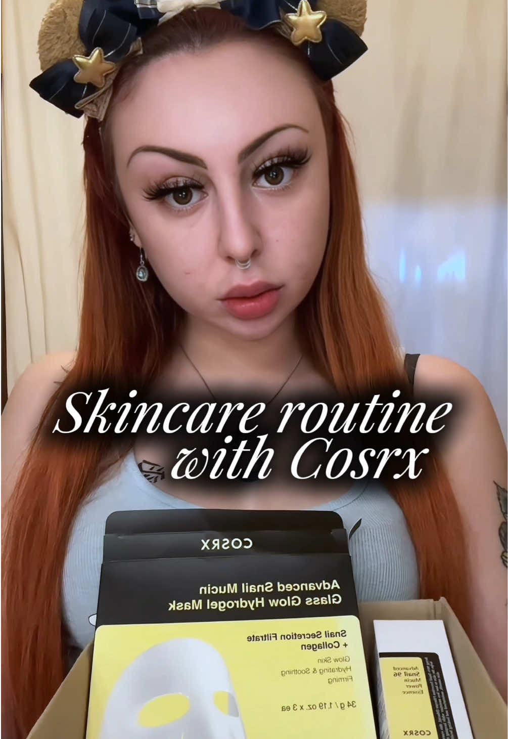 TikTok post by @chiaraskincare25 for COSRX. Caption reads: Thanks @COSRX Official For these products, you can....