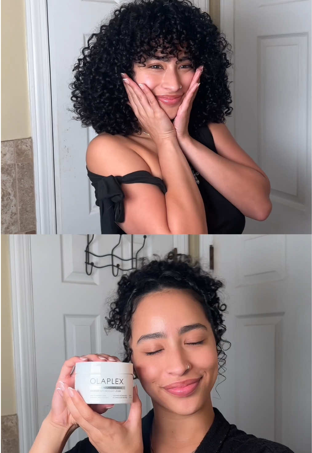 TikTok post by @a1iyahhh for OLAPLEX. Caption reads: [...] start in the shower with @Olaplex weightless....