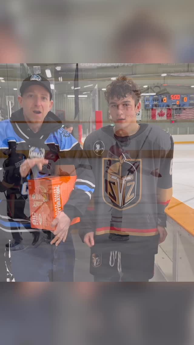 Instagram post by @cellyentertainment for BIOSTEEL. Caption reads: Post game interview with Dalton Tkachuk of the....
