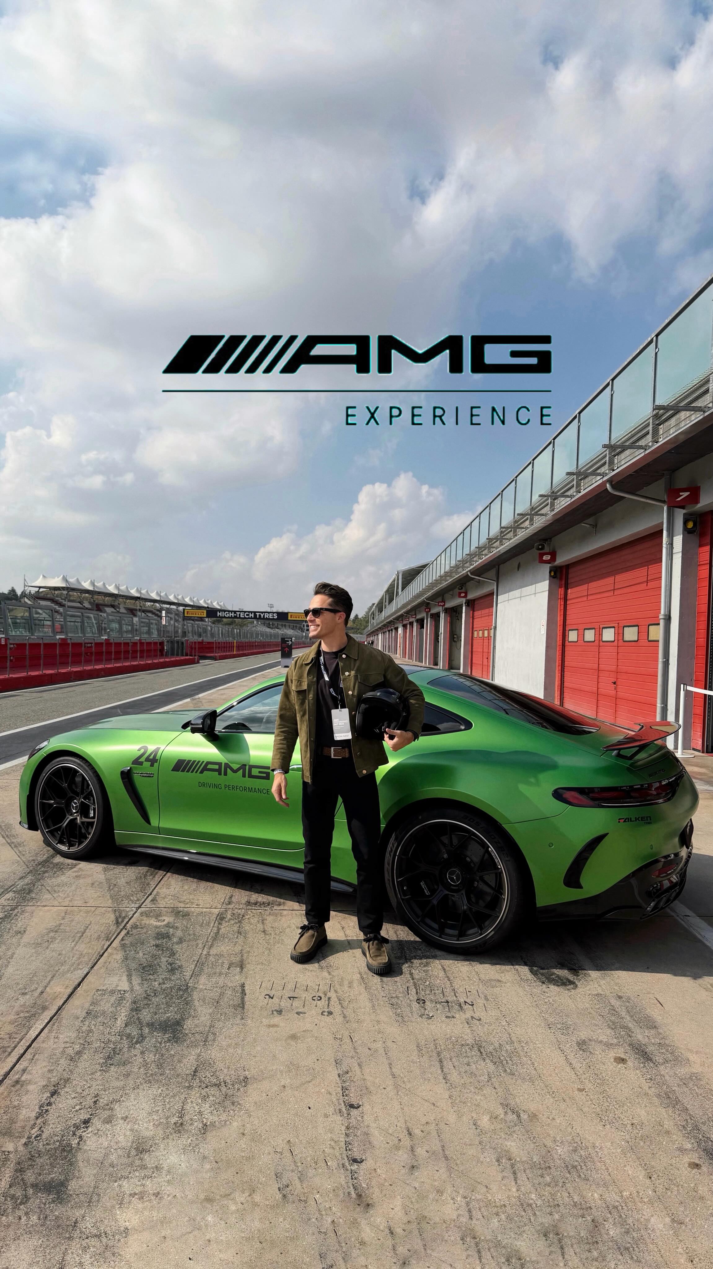 Instagram post by @ale_magni for Mercedes-AMG. Caption reads: [...] Literally 🚀@mercedesbenzitalia 🏁....