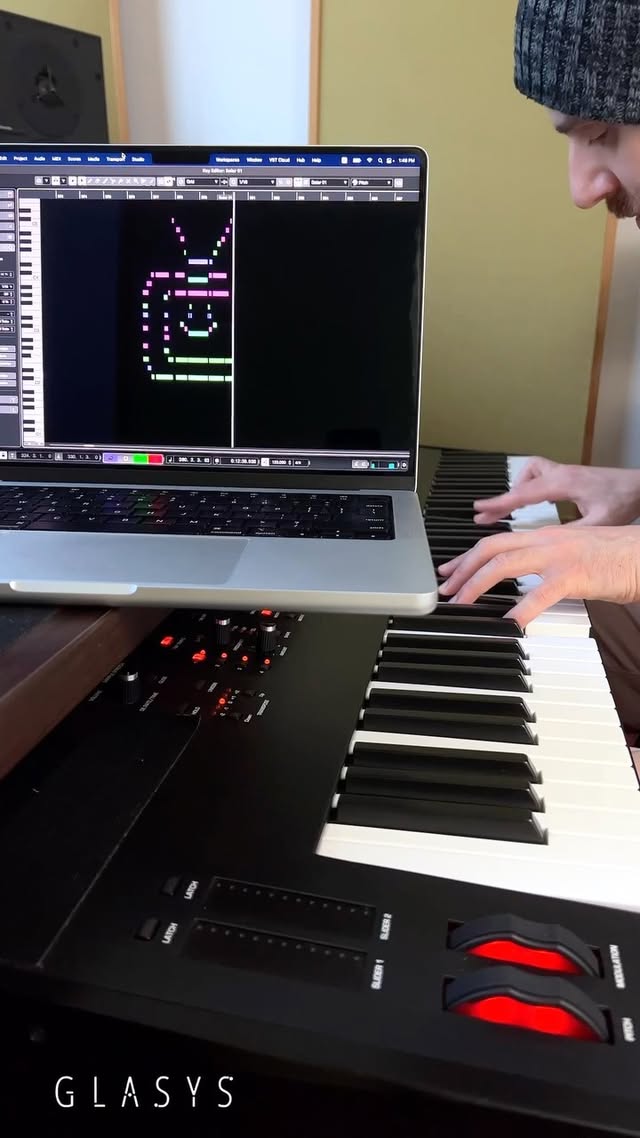 Instagram post by @glasysmusic for Spitfire Audio. Caption reads: [...] are so inspiring. Check it out at....