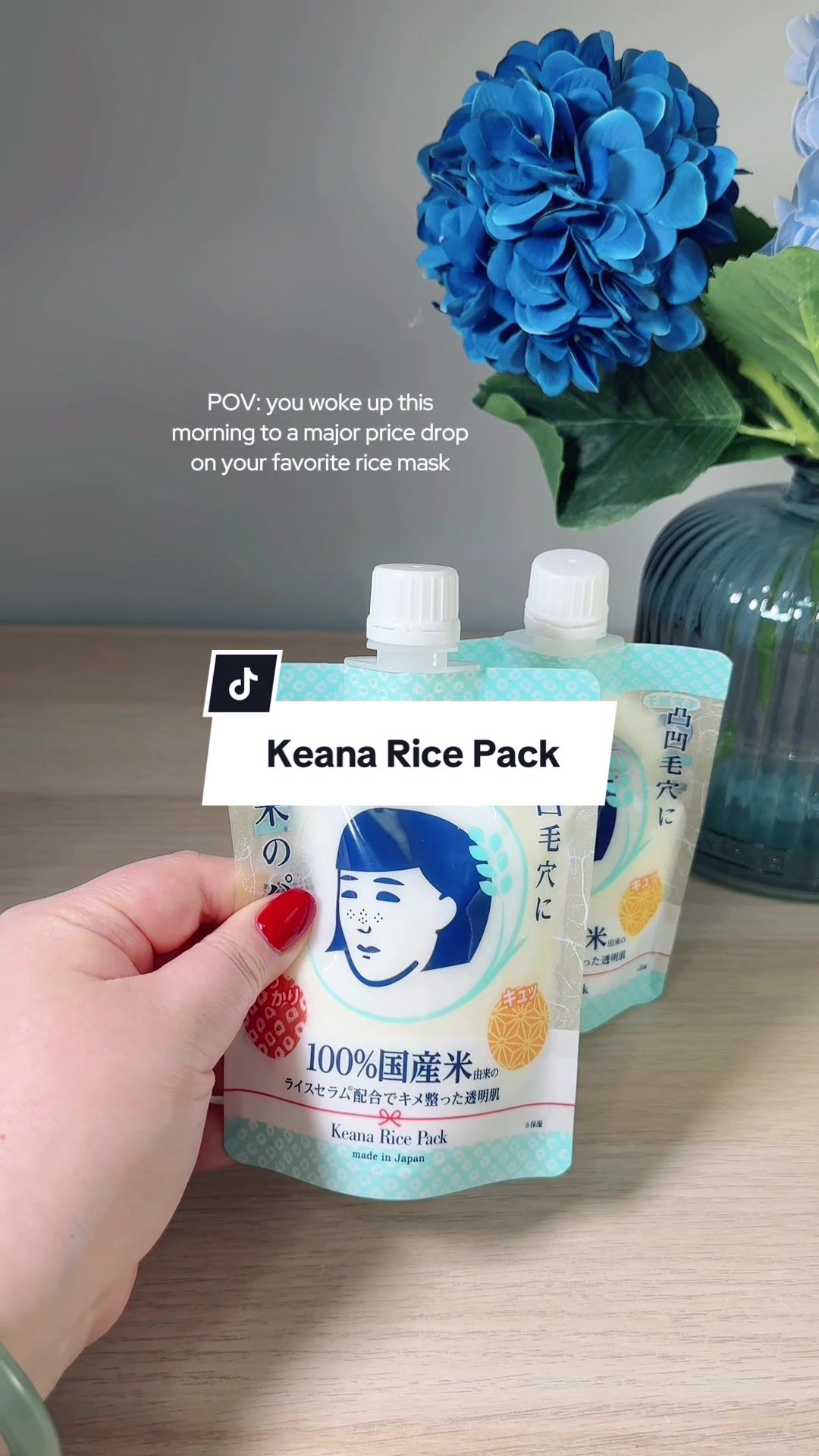 TikTok post by @jennathome for Osaka Ebisu. Caption reads: [...] #jbeauty #riceskincare @Osaka Ebisu.