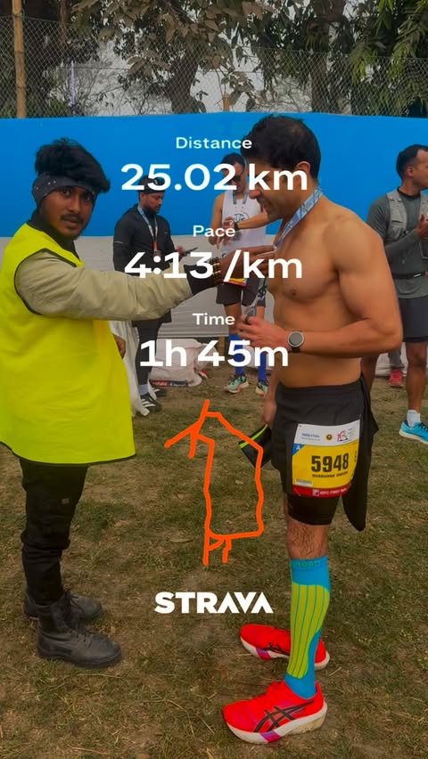 Instagram post by @grovershashank for Man Matters. Caption reads: Reliving the race day @tsw25k 😌🏃‍♂️ Nutrition....