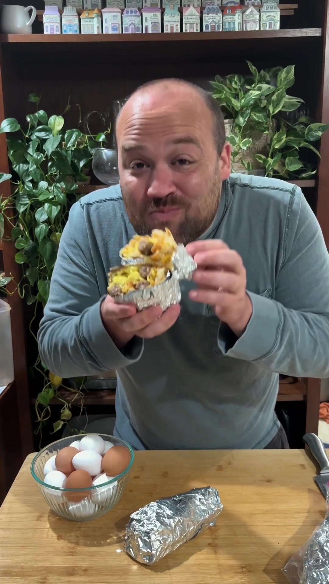 TikTok post by @dwardcooks for Incredible Egg. Caption reads: #ad Breakfast burritos with the @Incredible Egg....