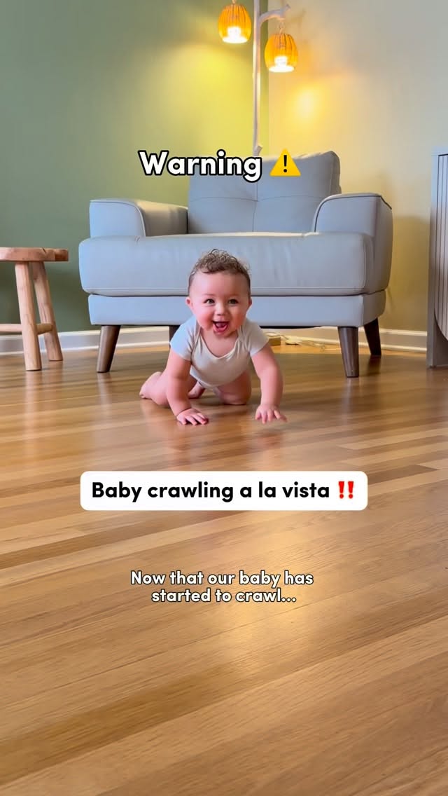 Instagram post by @maribela_o for Roborock. Caption reads: [...] que el bebé empieza a gatear 😳 The Roborock....