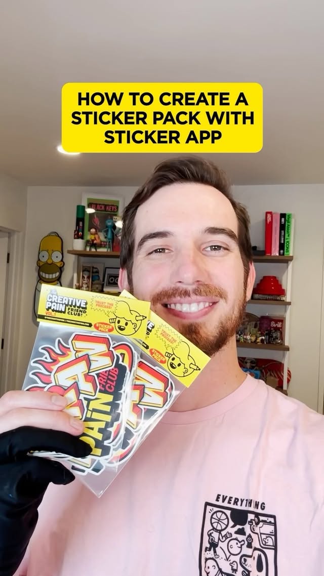 Instagram post by @thecreativepain for StickerApp. Caption reads: [...] with the help of the great folks at....