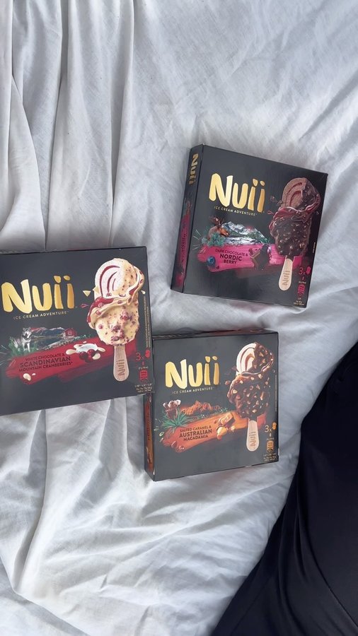 Instagram post by @elainebabey for Nuii Icecream. Caption reads: Ad Taste the adventure and escape with....