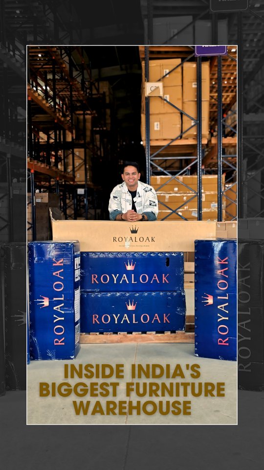 Instagram post by @sumpra for Royaloak Furniture. Caption reads: Before your favourite @royaloakfurniture.in sofa....