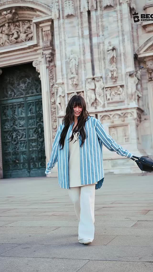 Instagram post by @freenbecky_official_germany for Tokopedia. Caption reads: Serving timeless sophistication in Milan ✨ Tod’s....