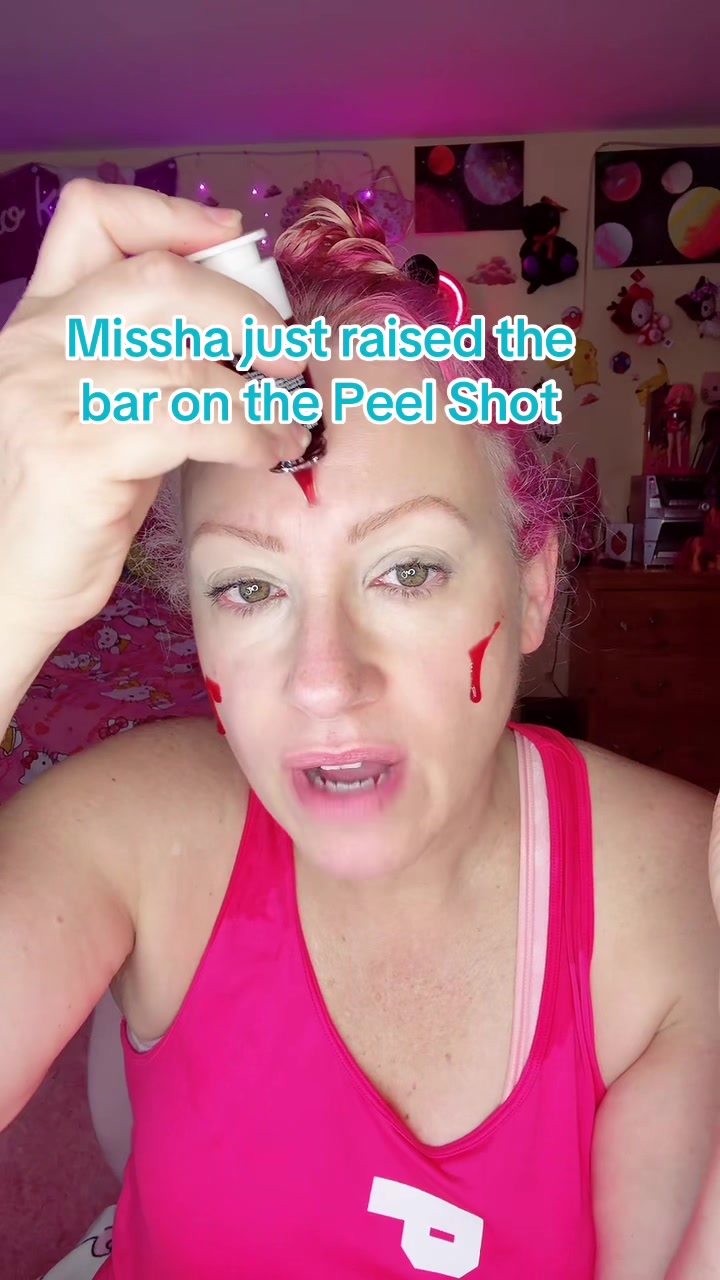 TikTok post by an influencer for MISSHA US. Caption reads: Wow, this peel shot made a huge difference! I love....
