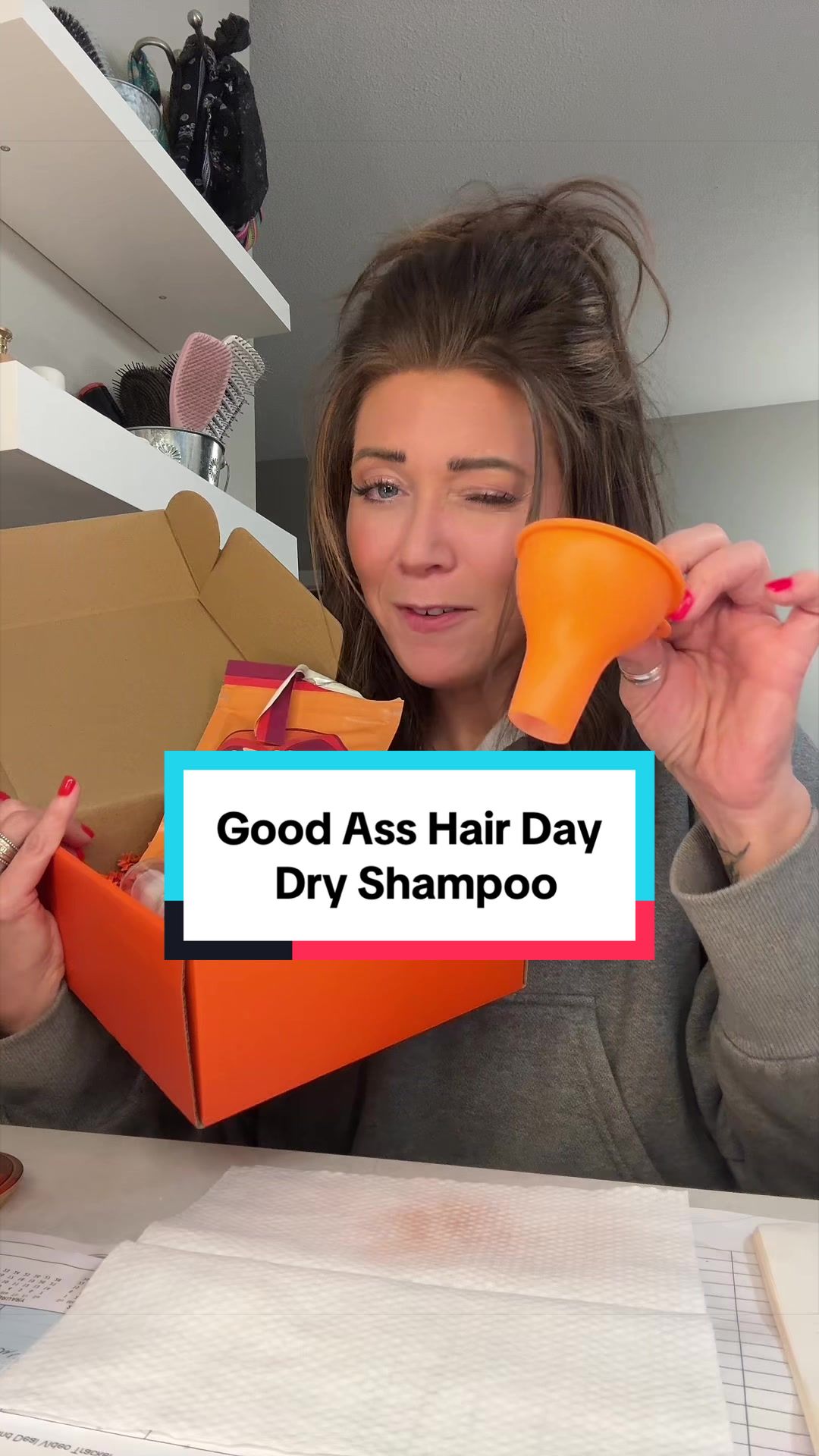 TikTok post by @ashmartodam for Good Ass Hair Day. Caption reads: [...] when it comes to my dry shampoo! @Good Ass....