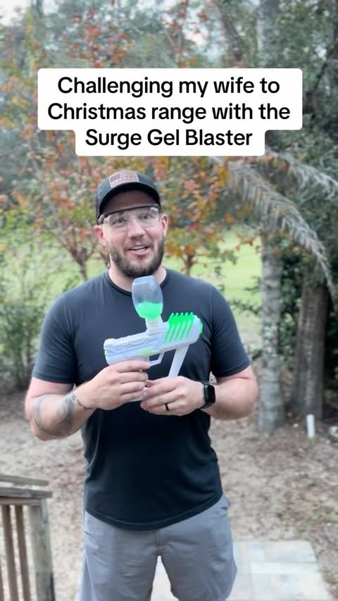 Instagram post by @thenomadicoutdoorsman for Gel Blaster. Caption reads: It’s safe to say having the @gelblaster on full....