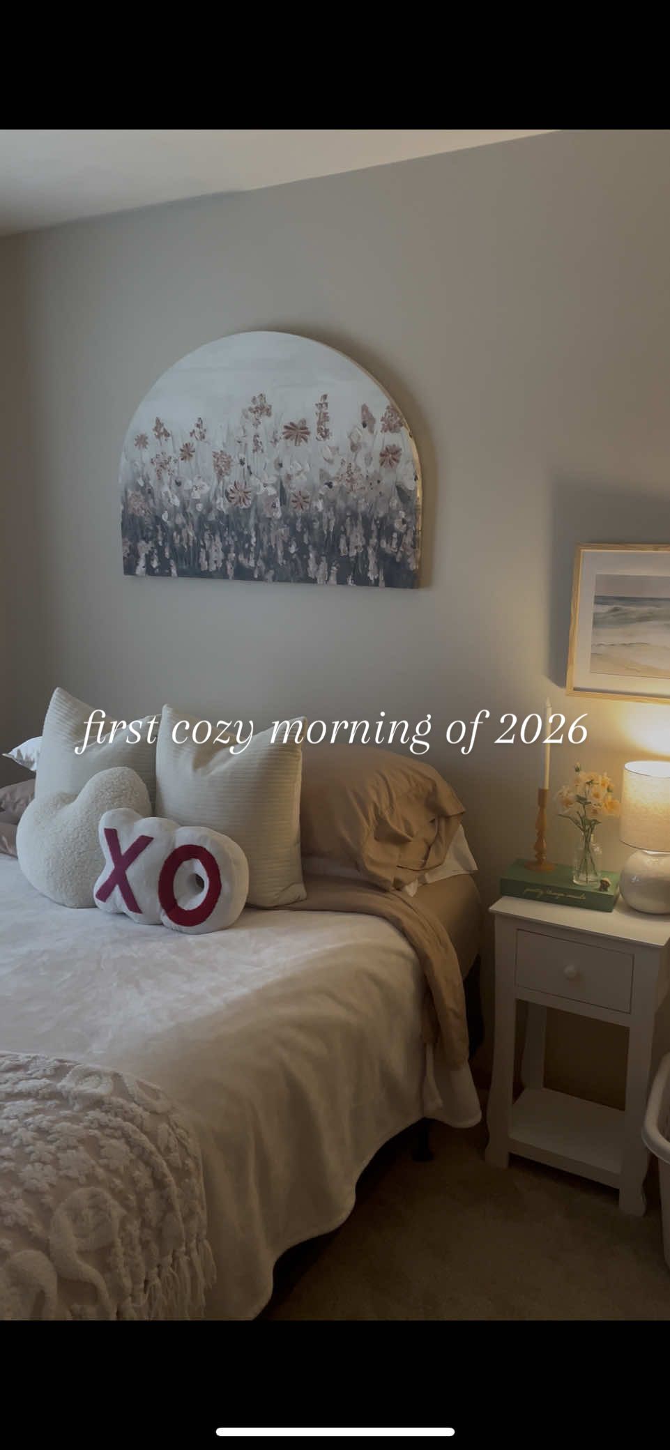 TikTok post by @cozywithjen for HomeGoods. Caption reads: happy new year’s day 🤍✨  • starting the year off....