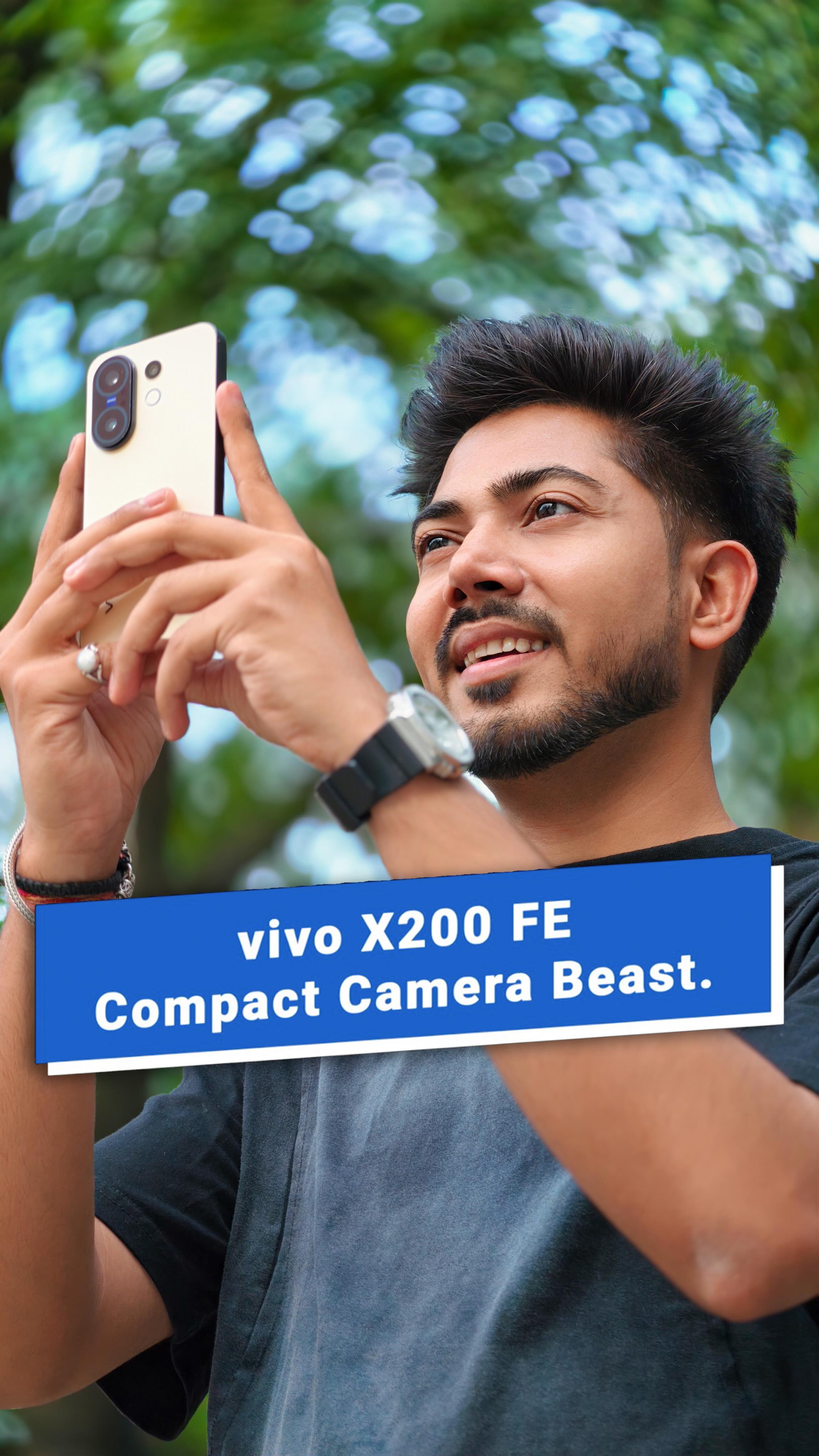 Instagram post by @itz_mohit_verma for Social Current India. Caption reads: Camera king in a compact shell - vivo X200 FE....