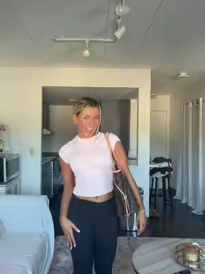 TikTok post by @christina_lengle for Skims. Caption reads: outfit for class and skims capris perf for the....