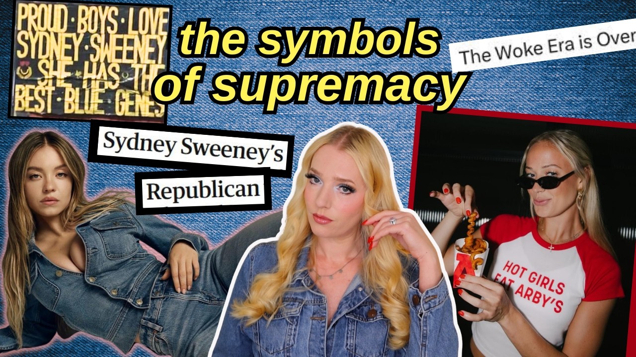 YouTube post by @BryonyClaire for Bored Panda. Caption reads: Sydney Sweeney is the symbol (and part of the....