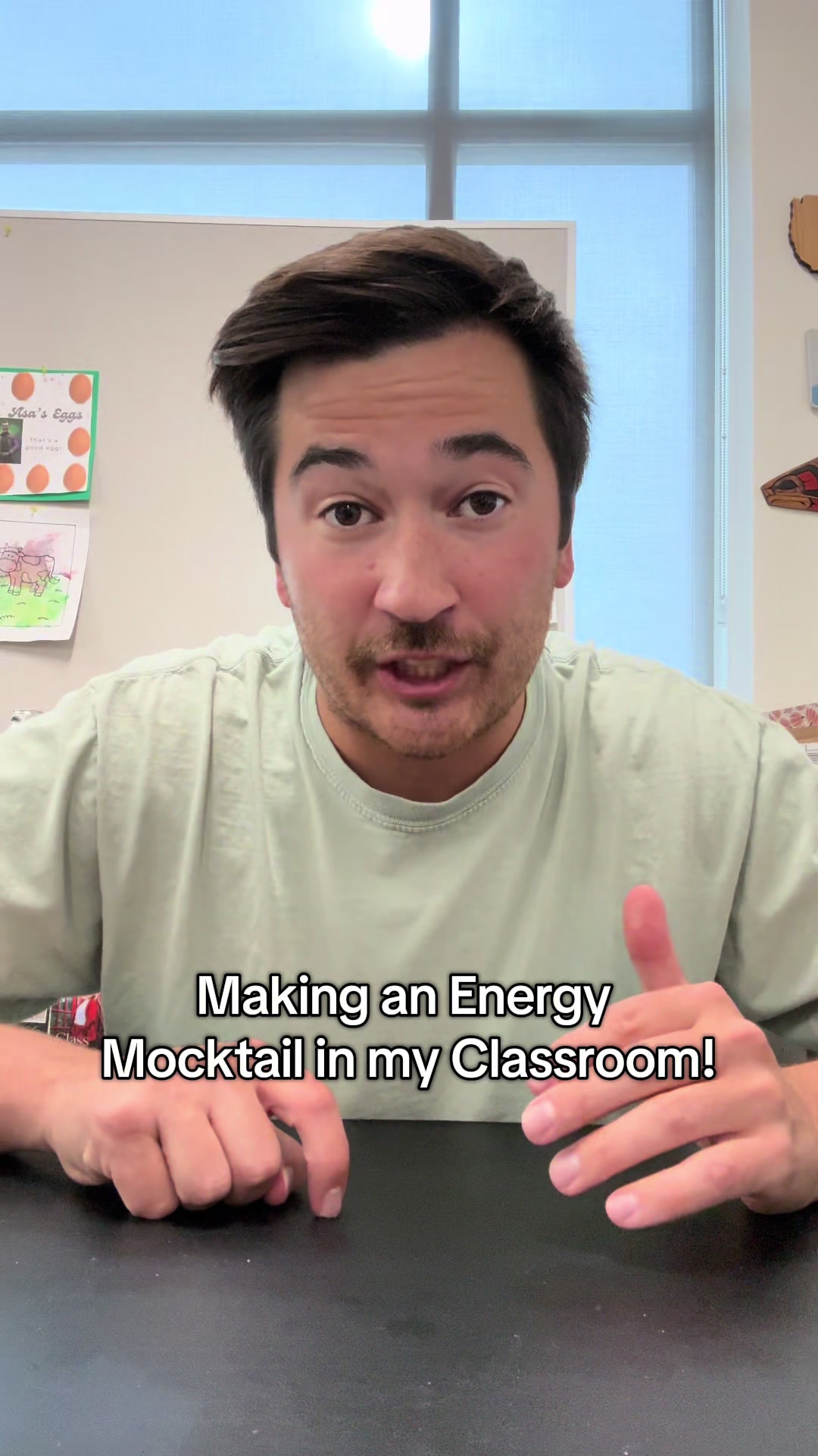 TikTok post by @bettercallhall for 5-hour ENERGY. Caption reads: Making a @5-hour ENERGY mocktail in my classroom!....